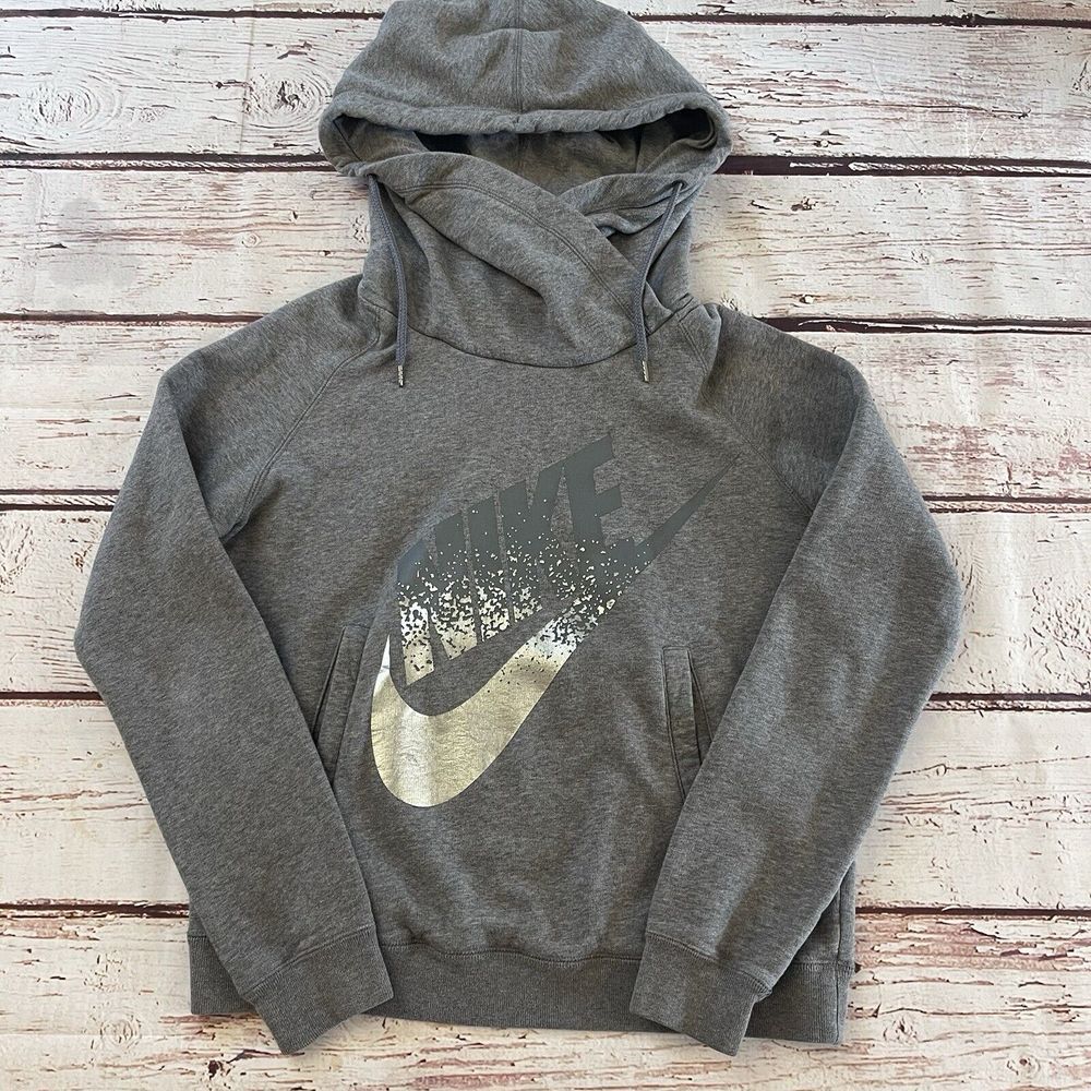 Nike Women's Hoodie Pullover‎ Size Medium Activewear Gray Orange Tag